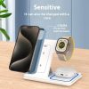 15W 3 In 1 LED Fast Wireless Charger Stand Foldable Charging Station For Smart Phone 15 14 13 12 11 IWatch 9 8 7 6 5 Airpods Pro - immagine 3