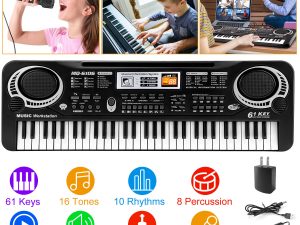 61 Keys Digital Music Electronic Keyboard Electric Piano Musical Instrument Kids Learning Keyboard With Microphone For Beginners Kids Girls Boys Adults